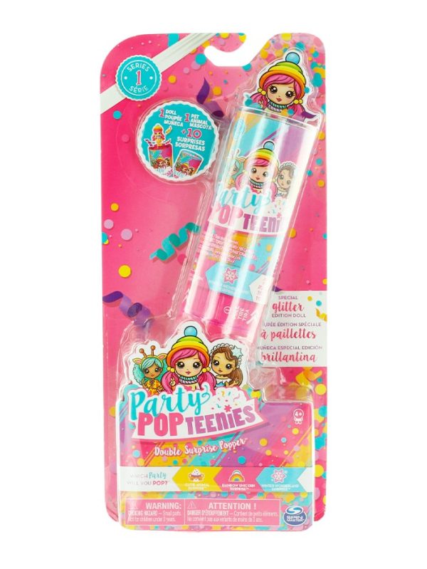 Set Party Pop Teenies:1papusa+1animal de companie+6accesorii+autocolante+confeti+poster