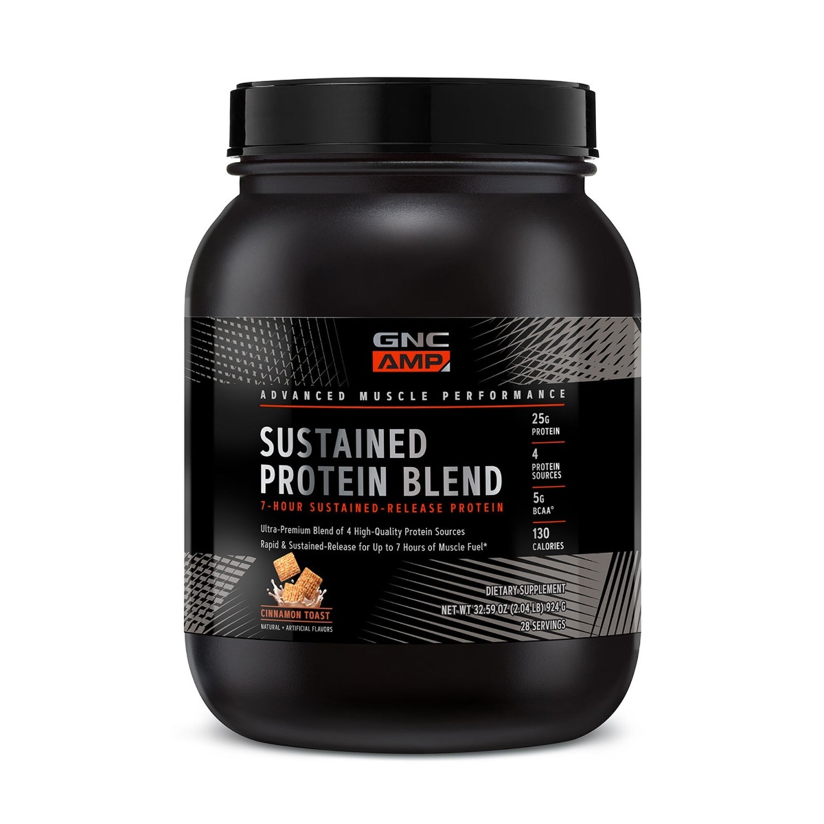 08012ca4f3616_414773_amp_sustained_protein_blend_cinnamon_toast_tub.jpg Amestec proteic cu aroma de cereale cu scortisoara AMP, 924g, GNC