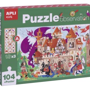 Set puzzle cu 104 piese poster și 3 carduri de imagini - Castel