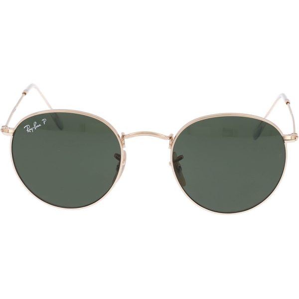 Ochelari de soare Ray-Ban RB3447 001/58, ROUND METAL, polarizati, Auriu, 50 mm