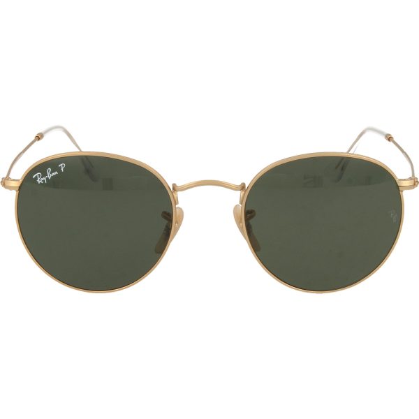 Ochelari de soare Ray-Ban RB3447 112/58, ROUND METAL, polarizati, Auriu, 50 mm