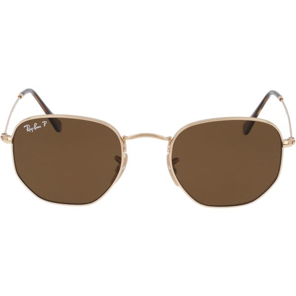 Ochelari de soare Ray-Ban RB3548N 001/57, HEXAGONAL, polarizati, Auriu, 51 mm