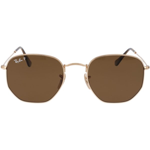 Ochelari de soare Ray-Ban RB3548N 001/57, HEXAGONAL, polarizati, Auriu 54 mm