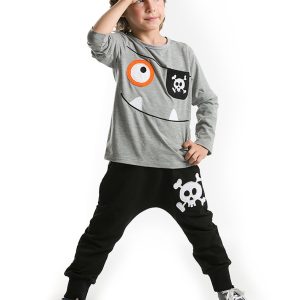 Set bluza cu maneca lunga si pantaloni cu tur Denokids