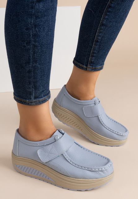 Mocasini piele naturala Justina V3 Albastri