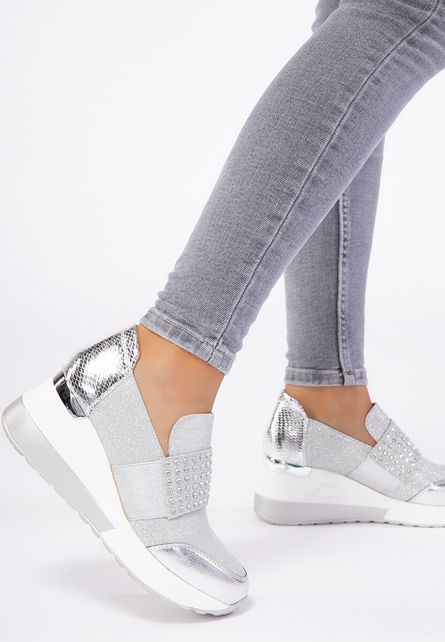 Sneakers cu platforma Caroline Argintii