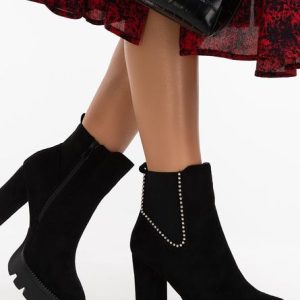 Botine cu toc Genoa V2 Negre
