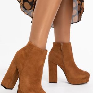 Botine cu toc Cherise Camel