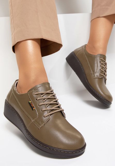 Pantofi piele Elsabeth Kaki