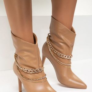 Botine cu toc Selida Camel