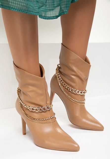 Botine cu toc Selida Camel