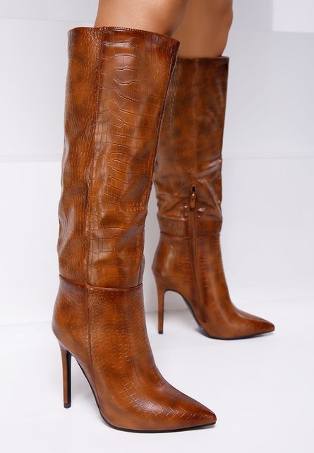 Cizme cu toc Elateia Camel