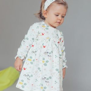 Set rochie cu maneca lunga si bentita cu imprimeu, Zippy