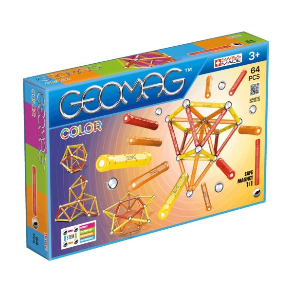Joc de constructie magnetic Geomag Color, 64 piese