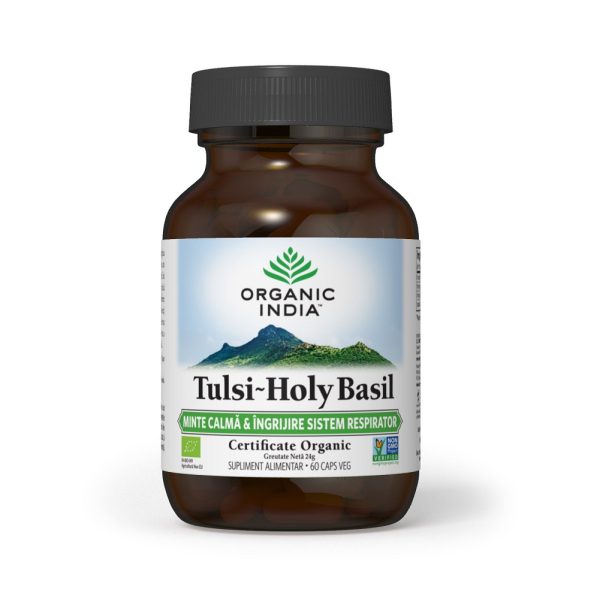 Tulsi minte calma si ingrijire sistem respirator, 60 capsule, Organic India