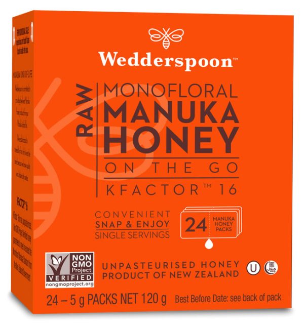 2916a56f16316_1094922321113.jpg Miere de manuka KFactor 16 Raw, 5 x 24 plicuri, Wedderspoon