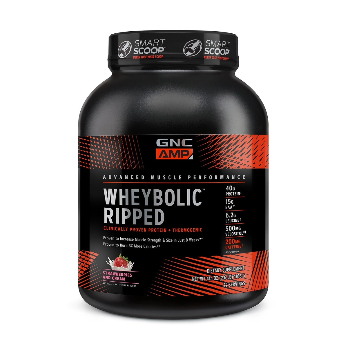 2a6eb87685616_023458_gnc_amp_wheybolic_ripped_strawberries_and_cream_tub.jpg Proteina din zer cu aroma de capsuni, 1166g, GNC