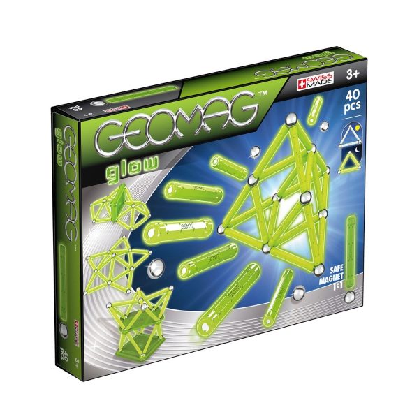 330_box-front.jpg Joc de constructie magnetic Geomag Glow, 40 piese