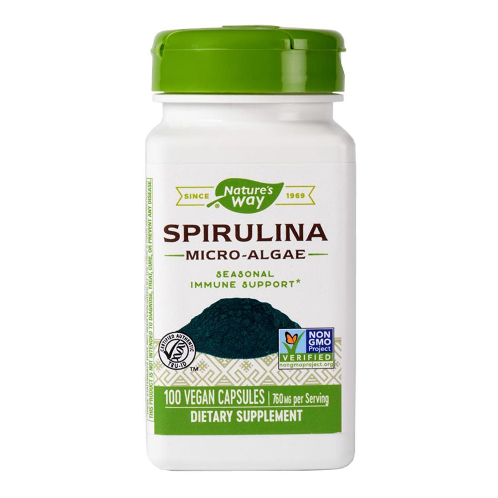 Spirulina Micro-Algae 380mg 100 capsule vegetale Nature's Way, natural, Secom