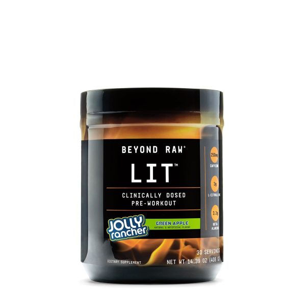3875b77835616_364397_beyond_raw_lit_jolly_rancher_green_apple_tub.jpg Pre Workout cu aroma de bomboane jolly rancher cu mar verde Beyond Raw LIT, 408g, GNC