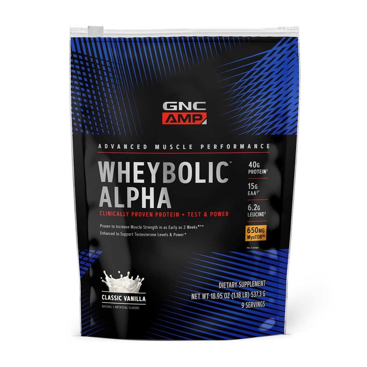 481b213e9e516_034572_gnc_amp_wheybolic_alpha_vanilla_bag.jpg Proteina din zer cu aroma de vanilie AMP Wheybolic Alpha, 537.3g, GNC
