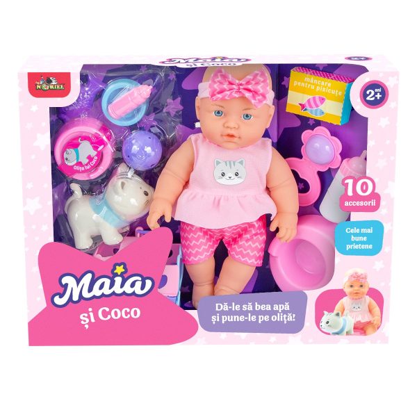Set Papusa Maia si pisicuta Coco