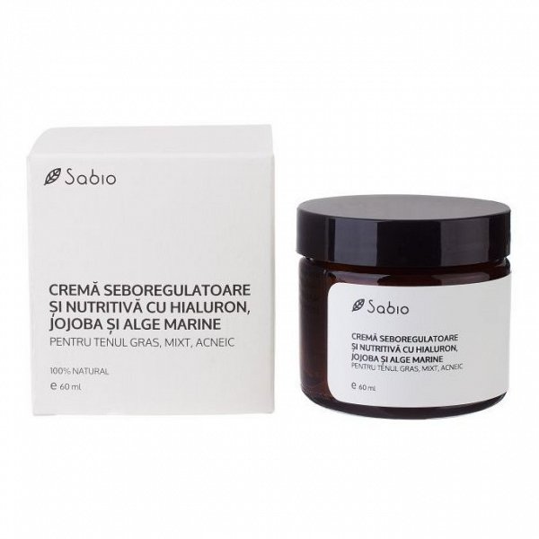5e195a79ded06__380486_1_1597222898.jpg Crema seboregulatoare si nutrit cu acid hialuronic + jojoba si alge marine, 60ml, Sabio