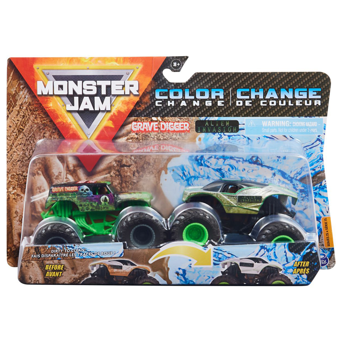 Set 2 masini Monster Jam, Scara 1:64, Grave Digger & Alien Invasion