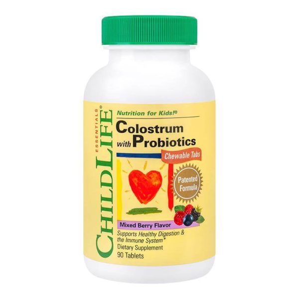 Colostrum Plus Probiotics 90 tablete masticabile ChildLife Essentials, natural, Secom