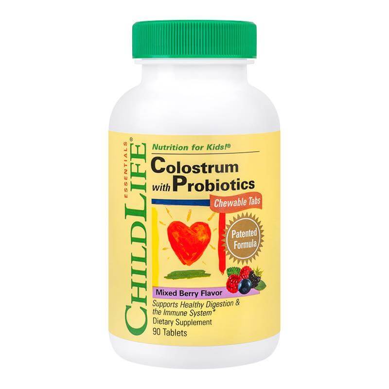 Colostrum Plus Probiotics 90 tablete masticabile ChildLife Essentials, natural, Secom