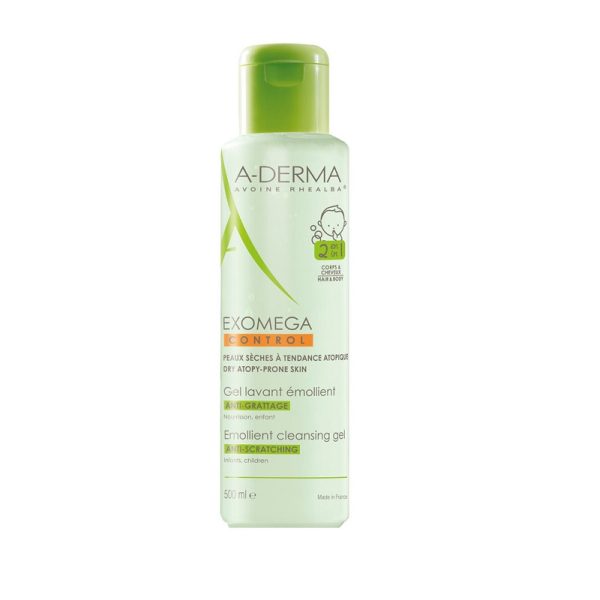 Gel spumant emolient 2 in 1 Exomega, 500ml, A-derma
