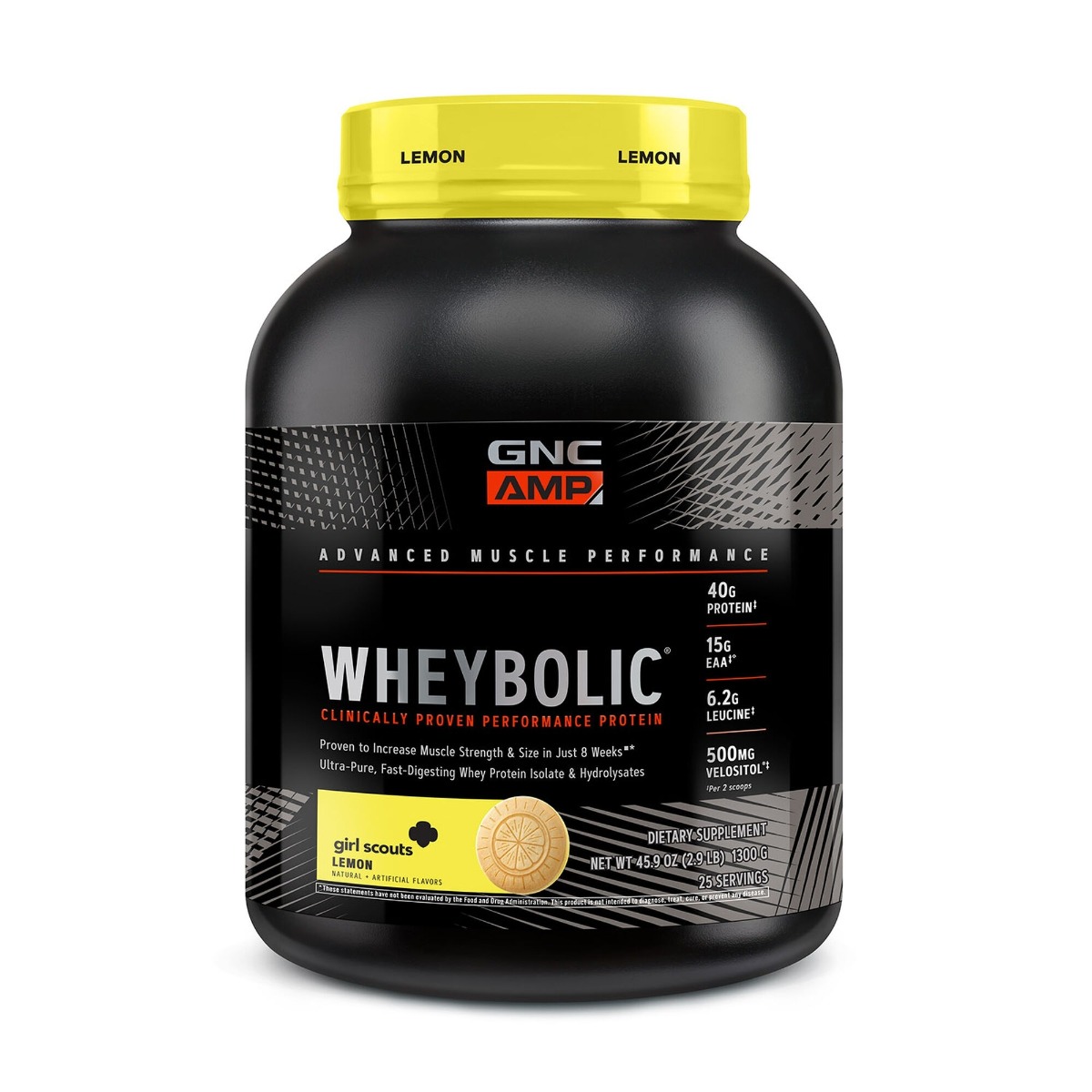 73067c5991516_012369_gnc_amp_wheybolic_lemon_tub.jpg Proteina din zer cu aroma de lamaie, 1300g, GNC