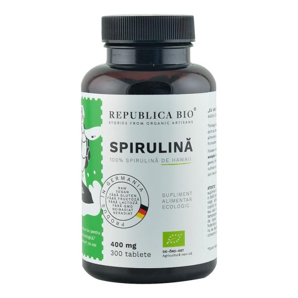 7f40dde6ead06_5949072200152.jpg Spirulina ecologica 400mg, 300 tablete, Republica Bio
