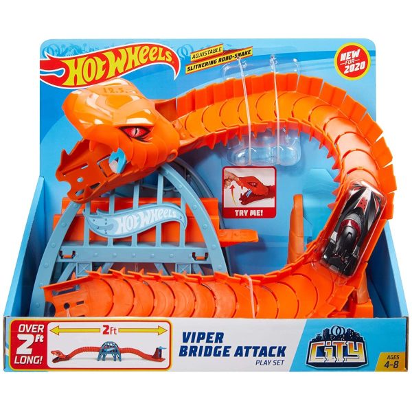 Set de joaca Circuit cu obstacole Hot Wheels City, Viper Bridge Attack (GJK88)