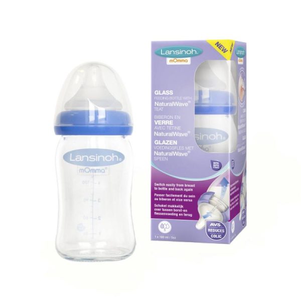Biberon sticla cu tetina silicon, 0 luni+, 160ml, Lansinoh