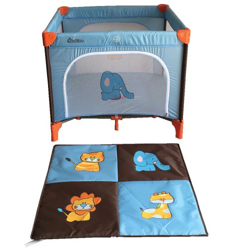 Tarc de joaca 93 x 93 x 78 Bebino Playard blue brown animals