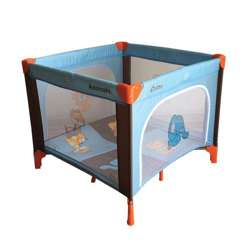 Tarc de joaca 93 x 93 x 78 Bebino Playard blue brown animals