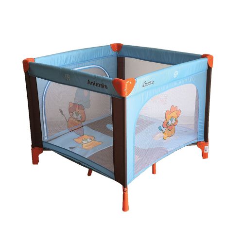 Tarc de joaca 93 x 93 x 78 Bebino Playard blue brown animals