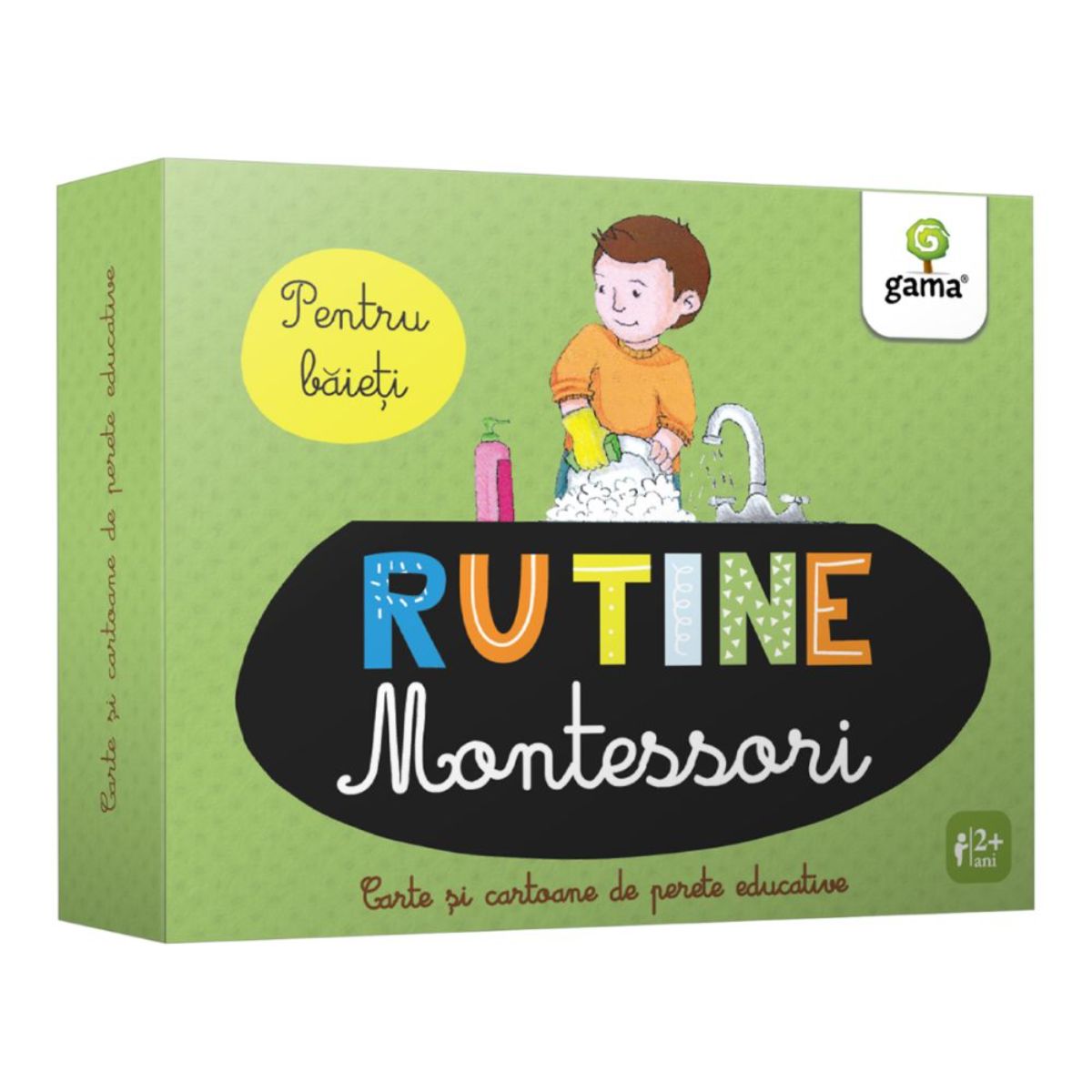 Rutina zilnica Montessori pentru baieti, Cartoane de perete educative si decorative