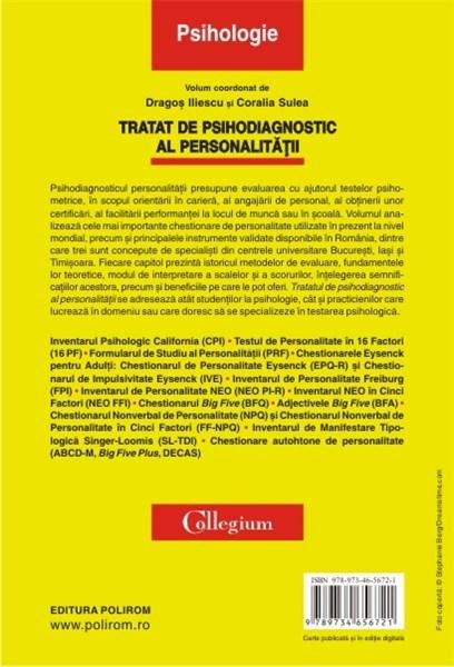 9789734656721-2931117.jpg Tratat de psihodiagnostic al personalitatii | Dragos Iliescu, Coralia Sulea
