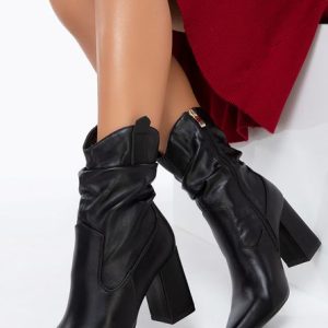 Botine cu toc Athena Negre