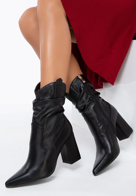 Botine cu toc Athena Negre