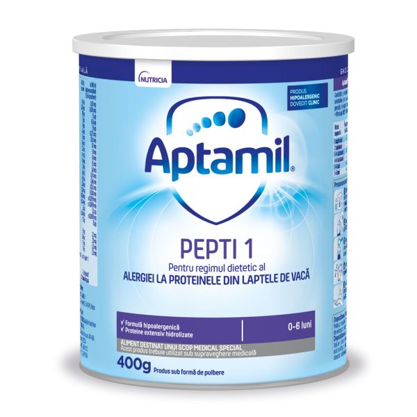 Lapte praf Aptamil Pepti 1, incepand de la nastere, 400 g, Nutricia