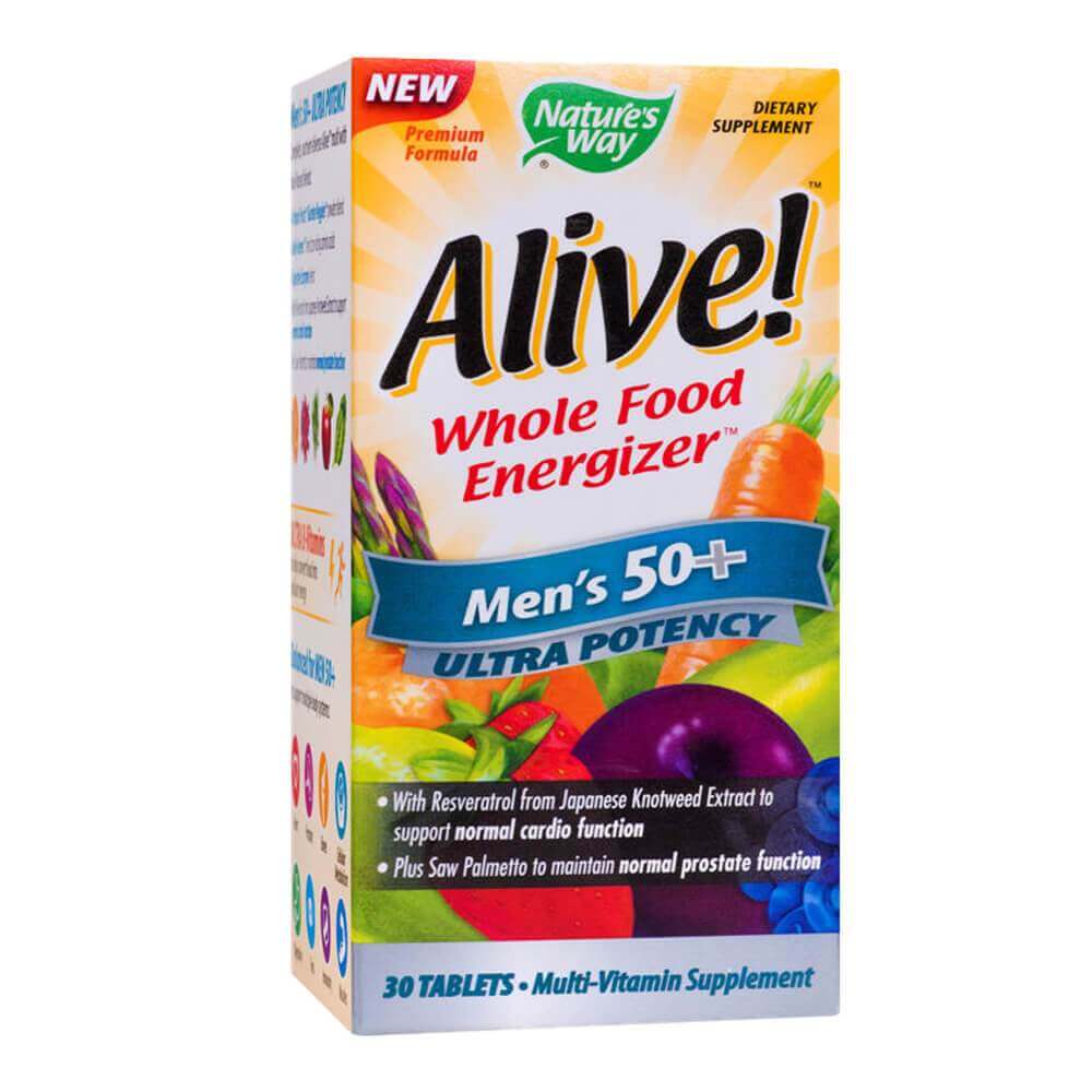 Alive! Men's 50+ Ultra 30 tablete filmate Nature's Way, natural, Secom