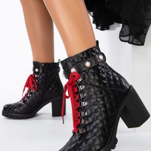 Botine cu toc Sleekness Negre