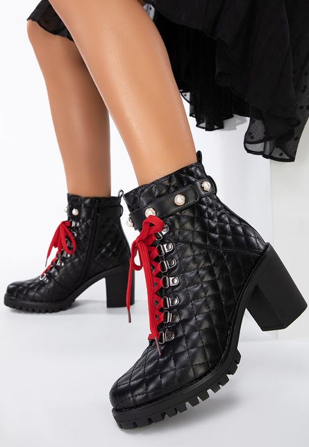 Botine cu toc Sleekness Negre