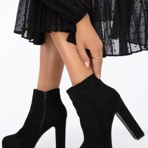 Botine cu toc Lauretta Negre