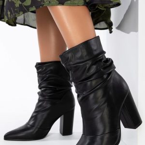 Botine cu toc Katie Negre
