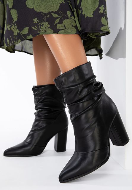 Botine cu toc Katie Negre