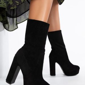 Botine cu toc Ludmilla Negre